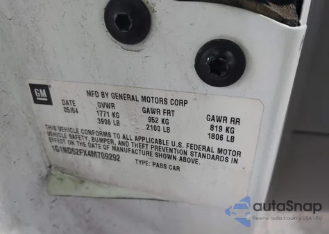 2004 Chevrolet Classic из США, поврежденный, VIN 1G1ND52FX4M709292